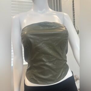 Olive Green Wild Fable Faux Leather Corset Women's Top